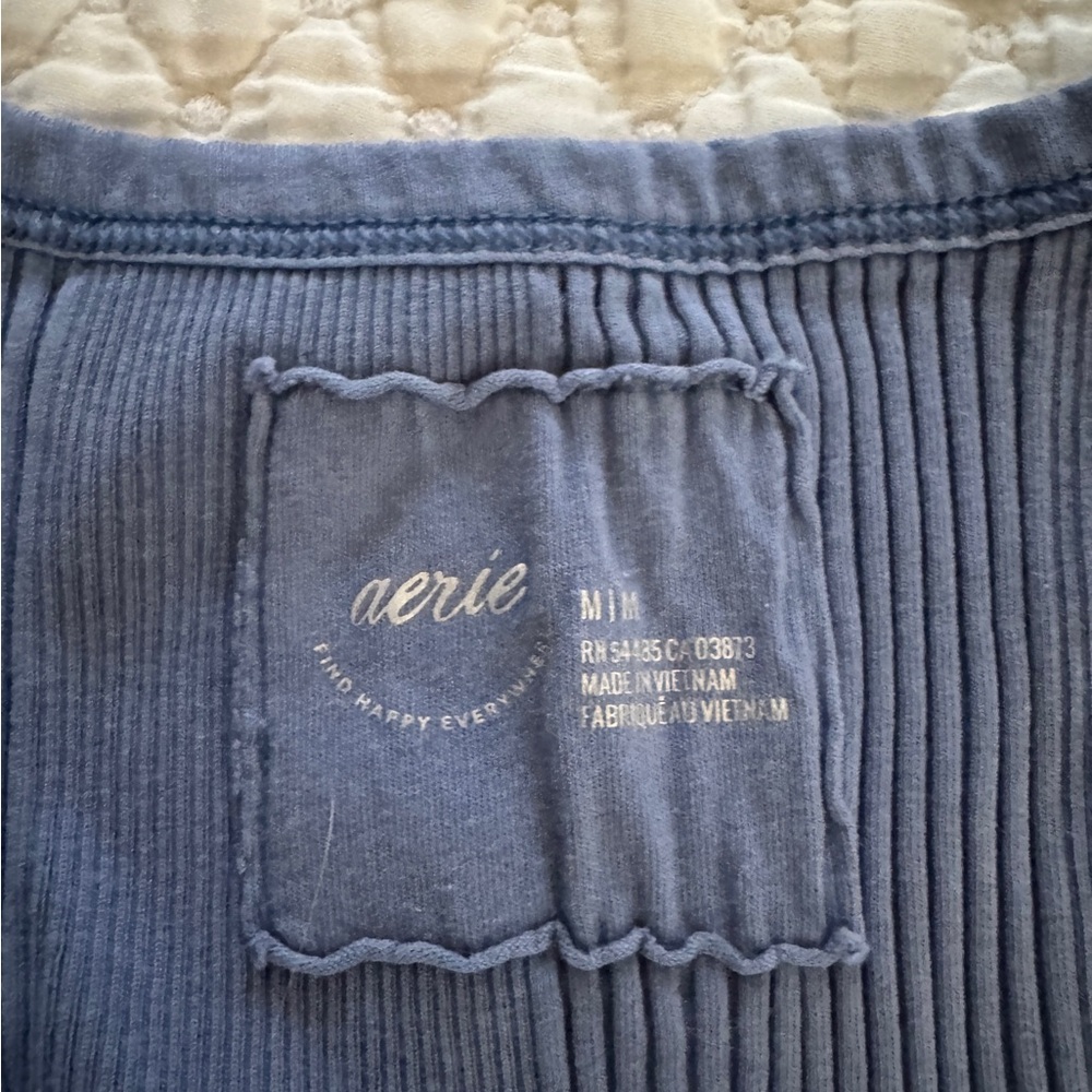 Women’s Aerie Ribbed Button Tank Top - Blue- Size medium - Picture 4 of 6